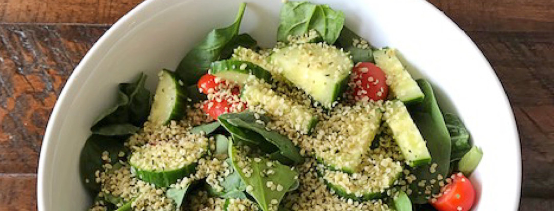 hemp hearts on a salad for hemp seed muscle support by Better Option Foods