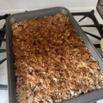 hemp oatmeal cake with toasted coconut topping