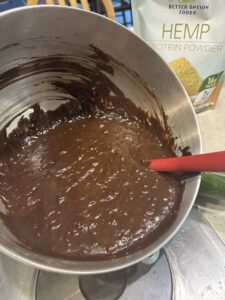 Zucchini and hemp seeds making zucchini cake