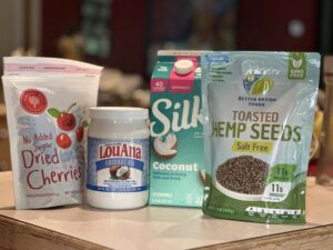 Hemp Seed Chocolate Cherry Bomb Clusters & coconut oils